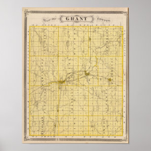 Póster Mapa do Condado de Grant