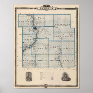 Póster Mapa do Condado de Hamilton, Estado de Iowa