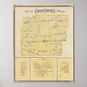 Póster Mapa do Condado de Hancock com Charlottesville