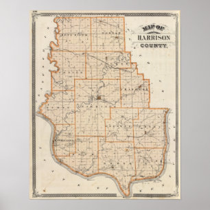 Póster Mapa do Condado de Harrison