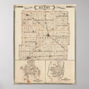 Póster Mapa do Condado de Henry com castelo novo,