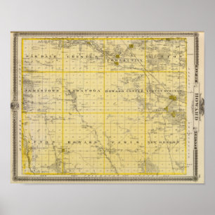 Póster Mapa do Condado de Howard, estado de Iowa