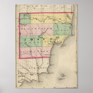 Poster Mapa do Condado de Iosco, Michigan