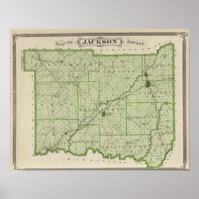 Póster Mapa do Condado de Jackson (Frente)