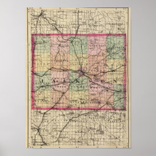 Póster Mapa do Condado de Jackson, Michigan