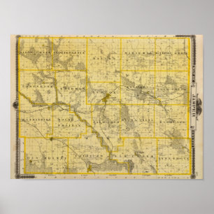Poster Mapa do Condado de Jasper, estado de Iowa