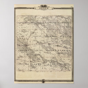 Póster Mapa do Condado de Jones, estado de Iowa