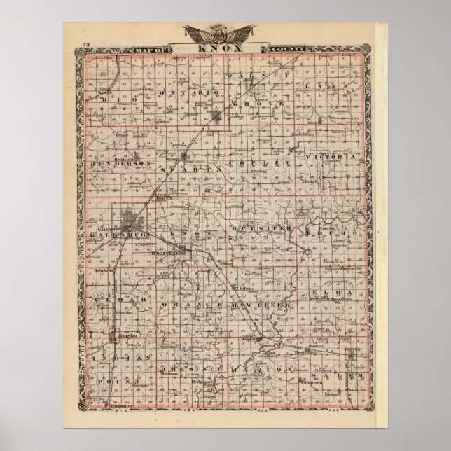 Póster Mapa do Condado de Knox (Frente)