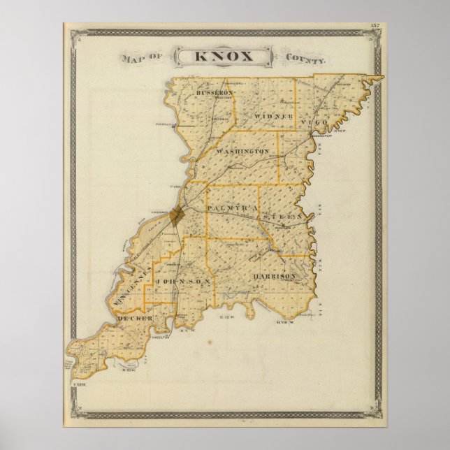 Poster Mapa do Condado de Knox (Frente)