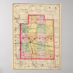 Póster Mapa do Condado de Lapeer, Michigan