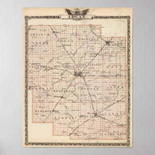 Póster Mapa do Condado de Logan