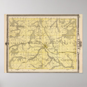 Poster Mapa do Condado de Lucas, estado de Iowa