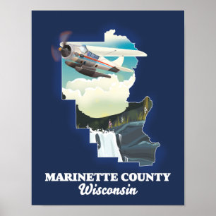 Poster Mapa do Condado de Marinette