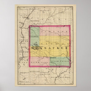 Poster Mapa do Condado de Missaukee, Michigan