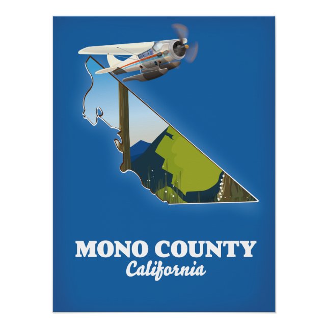 Póster mapa do Condado de Mono Califórnia (Frente)