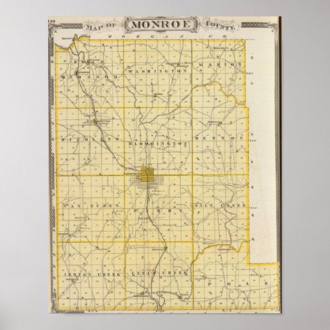 Poster Mapa do condado de Monroe (Frente)