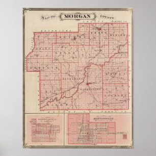 Póster Mapa do Condado de Morgan com Mooresville