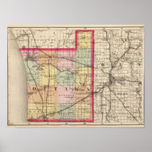 Póster Mapa do Condado de Ottawa, Michigan