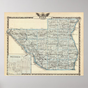 Poster Mapa do Condado de Pike e de Pittsfield