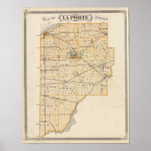 Póster Mapa do condado de Porte do La