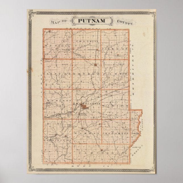 Póster Mapa do Condado de Putnam (Frente)