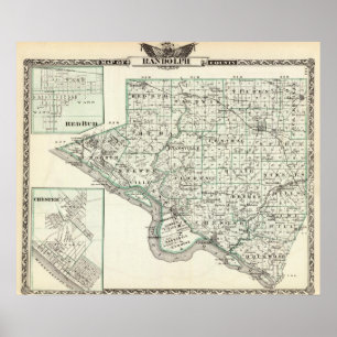 Poster Mapa do Condado de Randolph, Red Bud e Chester
