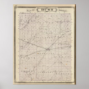 Póster Mapa do Condado de Rush