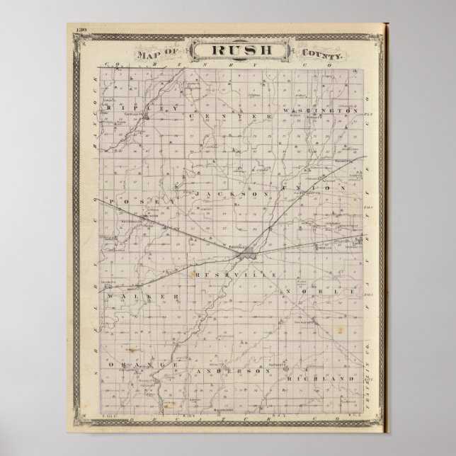 Póster Mapa do Condado de Rush (Frente)