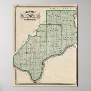 Póster Mapa do Condado de Spencer