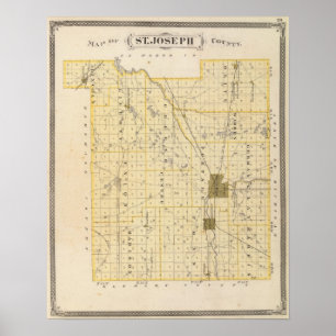 Póster Mapa do condado de St Joseph