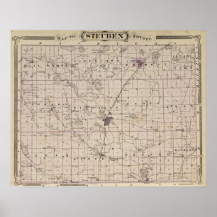 Póster Mapa do Condado de Steuben em Indiana