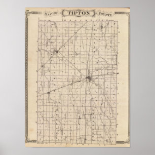 Póster Mapa do Condado de Tipton