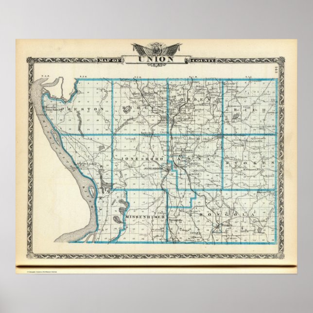 Poster Mapa do Condado de Union (Frente)