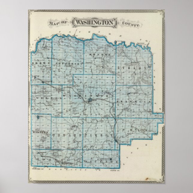 Póster Mapa do Condado de Washington (Frente)