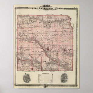 Poster Mapa do Condado de Washington, estado de Iowa