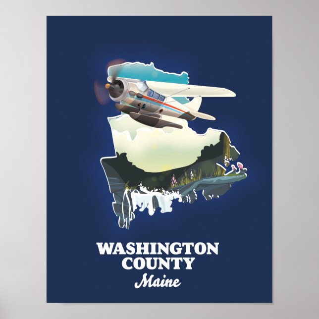 Poster Mapa do Condado de Washington Maine (Frente)