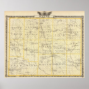 Póster Mapa do Condado de Wayne