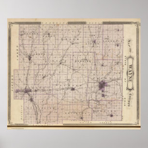 Póster Mapa do Condado de Wayne 2