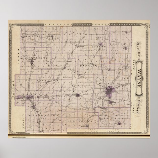 Póster Mapa do Condado de Wayne 2 (Frente)