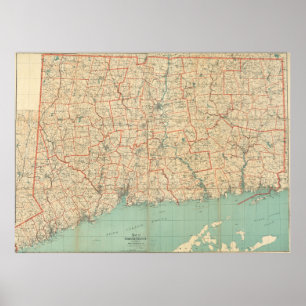 Poster Mapa do Connecticut (1823)