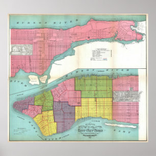 Poster Mapa do Corpo de Bombeiros Vintage NYC (1871)