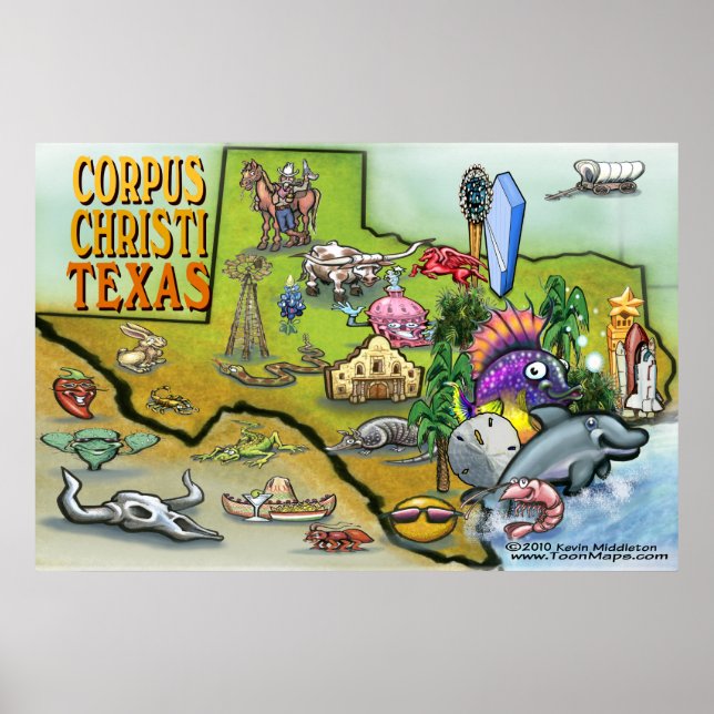 Póster Mapa do Corpus Christi TX (Frente)