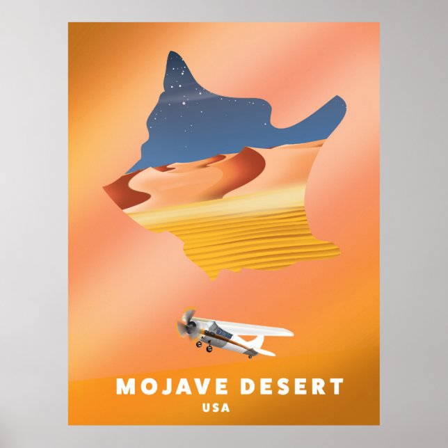 Poster Mapa do Deserto de Mojave EUA (Frente)