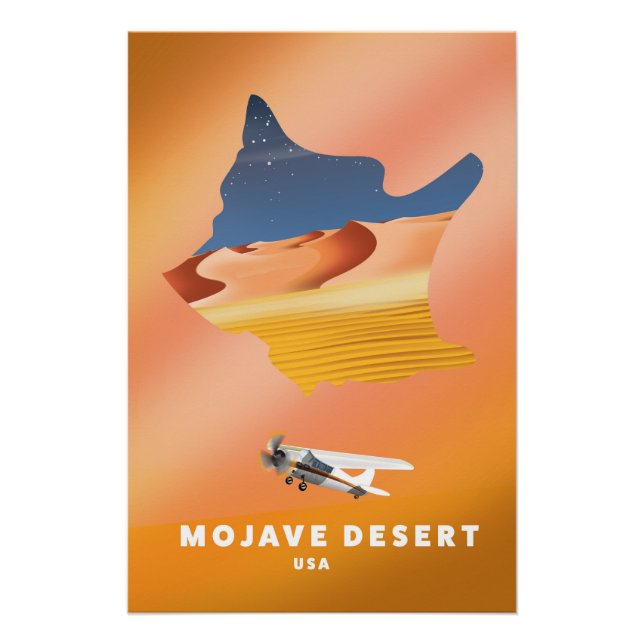 Póster Mapa do Deserto de Mojave nos EUA (Frente)