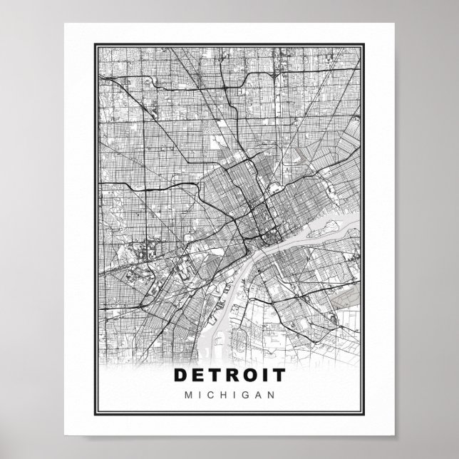 Poster Mapa do Detroit (Frente)