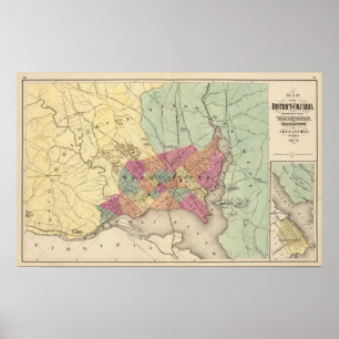 Póster Mapa do distrito de Columbia, Washington