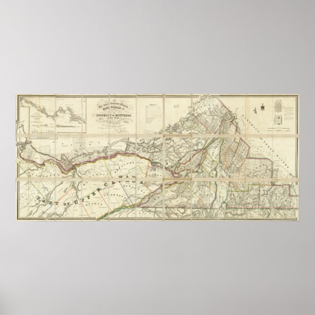Poster Mapa do Distrito de Montreal, Baixa do Canadá (Frente)
