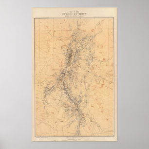 Póster Mapa do distrito de Washoe que mostra