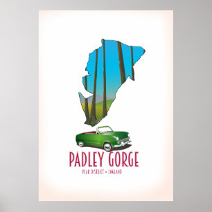 Poster Mapa do distrito england de Padley Gorge