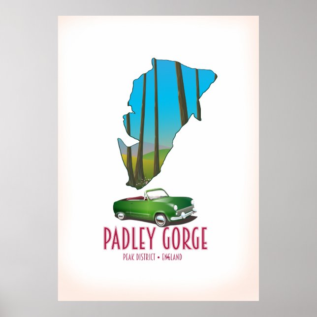 Poster Mapa do distrito england de Padley Gorge (Frente)